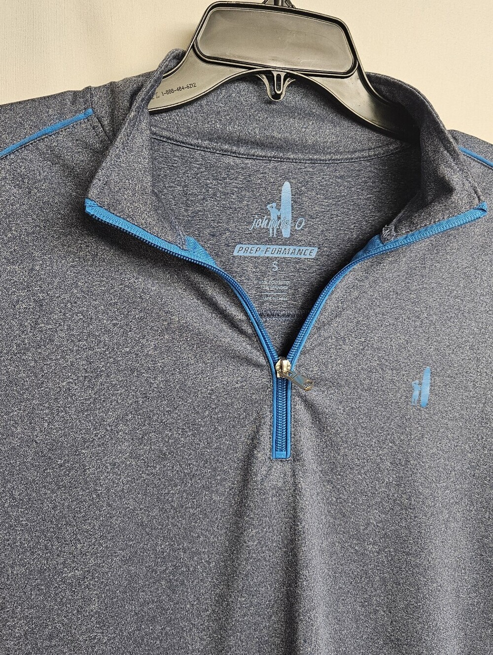 Johnnie-O  1/4 Quarter Zip Pullover Shirt Sweater LS Str Sz X-LARGE BLUE Gray